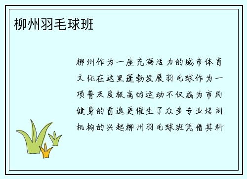 柳州羽毛球班